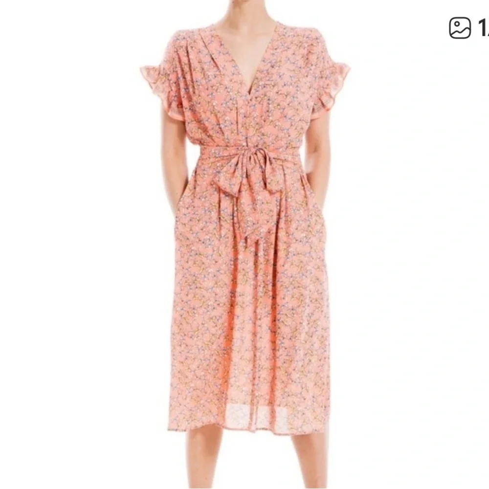 Max Studio Coral Floral Midi Dress - Picture 8 of 8